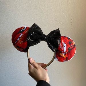 Lightning McQueen Disney Ears with a Bow